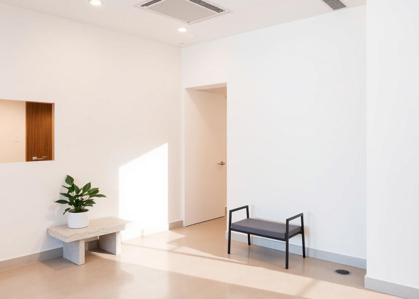 Calm, minimal reception area at a modern dental practice